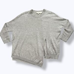 Inhabit Beige Cashmere Knit Front Slit Asymmetrical Pullover Sweater